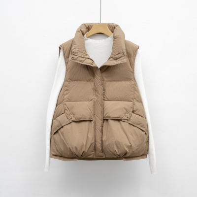 平湖驰新秋冬季羽绒马甲无袖保暖立领简约百搭鸭绒坎肩女外套冬
