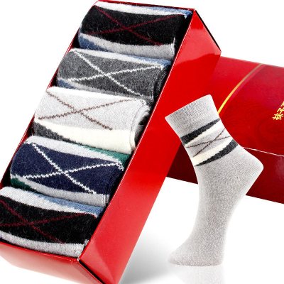 恒源祥兔毛袜子 加厚秋冬男袜保暖中筒舒适商务男人袜礼盒装 AE116292加厚冬款 【兔毛袜】38-44均码