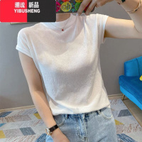 YIBUSHENG欧货白色短袖t恤女季薄款高端冰丝打底针织衫内搭上衣2024新款