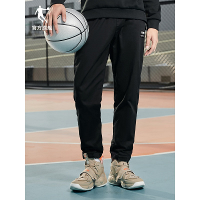 乔丹官方旗舰运动裤男2020秋冬新款高腰直筒工装长裤黑色休闲束脚裤长裤男