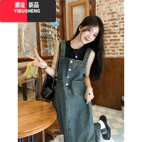 YIBUSHENG法式复古牛仔背带连衣裙女设计感小众学生减龄高级感宽松吊带裙子