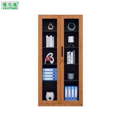 豫亿腾 木纹转印钢制通玻对开柜,档案柜,器械柜,钢制文件柜,更衣柜,办公抽屉铁皮柜,资料柜,木纹转印,加厚0.8m
