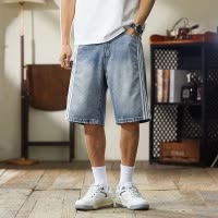 男装潮牌夏季新款牛仔短裤男高街时尚休闲直筒百搭宽松五分裤