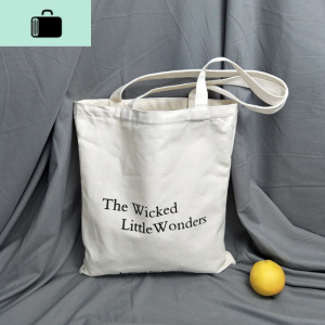 韩国ins简约百搭女单肩帆布包 休闲包文艺布袋字母印花包包手提包NEW LAKE女士单肩包