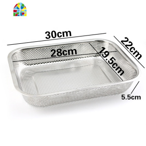 不锈钢漏盆沥水盆长方形过滤网网篮沥水筛水果蓝洗菜淘米盆 FENGHOU 粗孔31*22.5*5洗菜篮洗菜篮