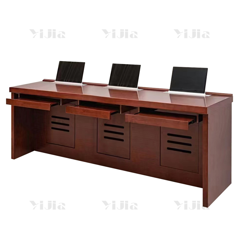 翌嘉 YJ4022307 升降电脑桌多媒体办公桌会议培训桌 2.4米三人位