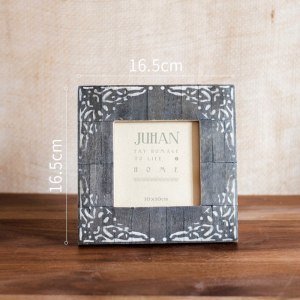 印度牛角牛骨相框 手工艺术摆件桌面装饰 样板间 印度进口骨制相框(角花4*4&ldquo;) 其他尺寸