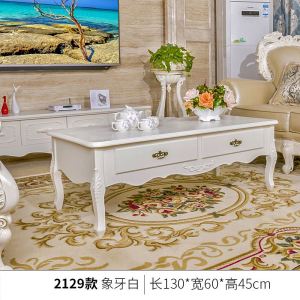 欧式茶几田园客厅茶几象牙白色咖啡桌欧式小户型简约实木茶几桌