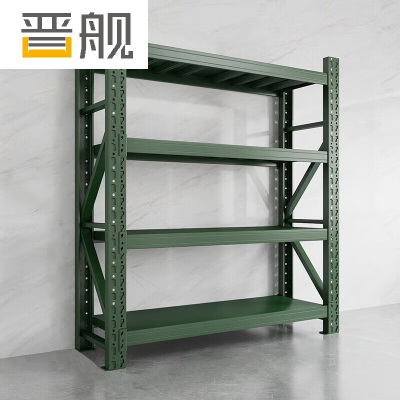 晋舰货架仓储库房储物架军绿色四层主架500kg/层重型200*80*200cm