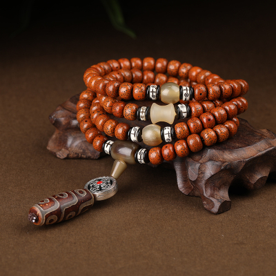 海南陈籽星月菩提佛珠108颗老星月桶珠机刷包浆挂瓷文玩手串项链送女朋友老婆情人节七夕生日礼物