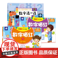海润阳光 幼儿学前运笔描红训练 数字连一连+数字描红1+数学2共3册 点阵控笔训练幼小衔接练字帖宝宝练字本教材儿童学前班