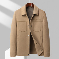 手工缝制秋冬浮植绒工艺100%羊毛双面尼短大衣男士青年夹克外套_1