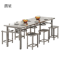 渭星不锈钢餐桌学生食堂公司职员户外桌椅组合1.6米餐桌+6把椅