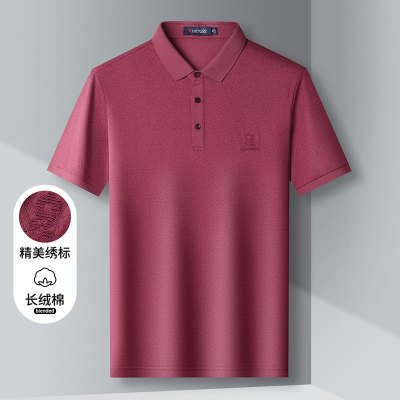 法国梦特娇长绒棉混纺-商务休闲男士t恤提花短袖刺绣男polo衫