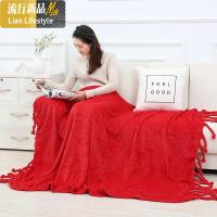 北欧流苏毯珊瑚绒毯办公室空调午休毯披肩盖毯沙发毯休闲毯毛毯 三维工匠