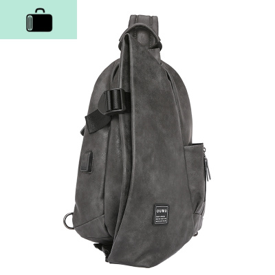 2020新款休闲胸包男韩版单肩包男时尚潮流斜挎包防水运动背包灰色NEW LAKE 灰色胸包
