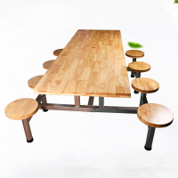 Easylife EACZ11026食堂餐桌八人位不锈钢实木圆凳