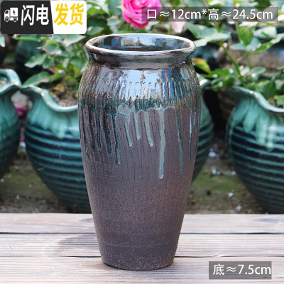 三维工匠法师老桩盆多肉花盆高筒陶瓷大号粗陶透气特大陶罐花盆 D5-230 23-25CM花盆容器