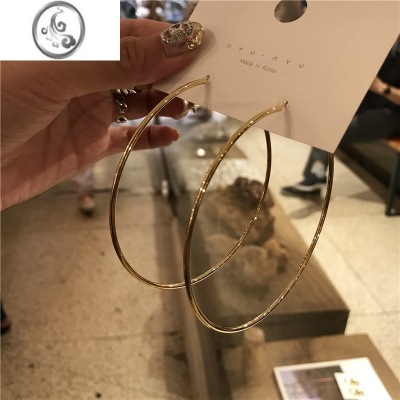 JiMi欧美大气S925银针圆圈夸张时尚素圈ins耳环百搭耳圈港风耳饰女