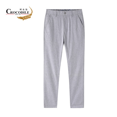 鳄鱼恤夏季新品男士商务休闲简约纯色直筒裤休闲长裤男BQ-56310038浅灰色36(2尺9)