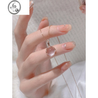 JiMiS925银银粉玉髓项链轻奢小众高级感锁骨链2023新款送女友闺蜜