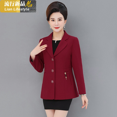 恋名媛妈妈西装外套女中年春装短款上衣洋气40岁50中老年女装春秋西服妈妈装