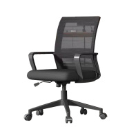 东升顺电脑椅家用办公椅舒适久坐网椅会议室椅职员椅弓形椅工学椅学习椅[升级滑轮款]黑框黑网(宽厚腰拖)