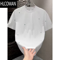 HLCOMAN夏季新款简约小爱心刺绣休闲短袖T恤男士时尚百搭圆领半袖打底衫
