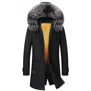 [免费顺丰可拆卸内胆皮草]正品海宁派克服男黄金貂绒水貂内胆皮毛一体整貂皮草大衣长款大毛领外套尼克服真皮外套可拆卸帽子毛领