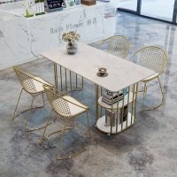 北欧ins网红大理石餐桌奶茶店桌椅组合小户型家用饭桌长方形桌子