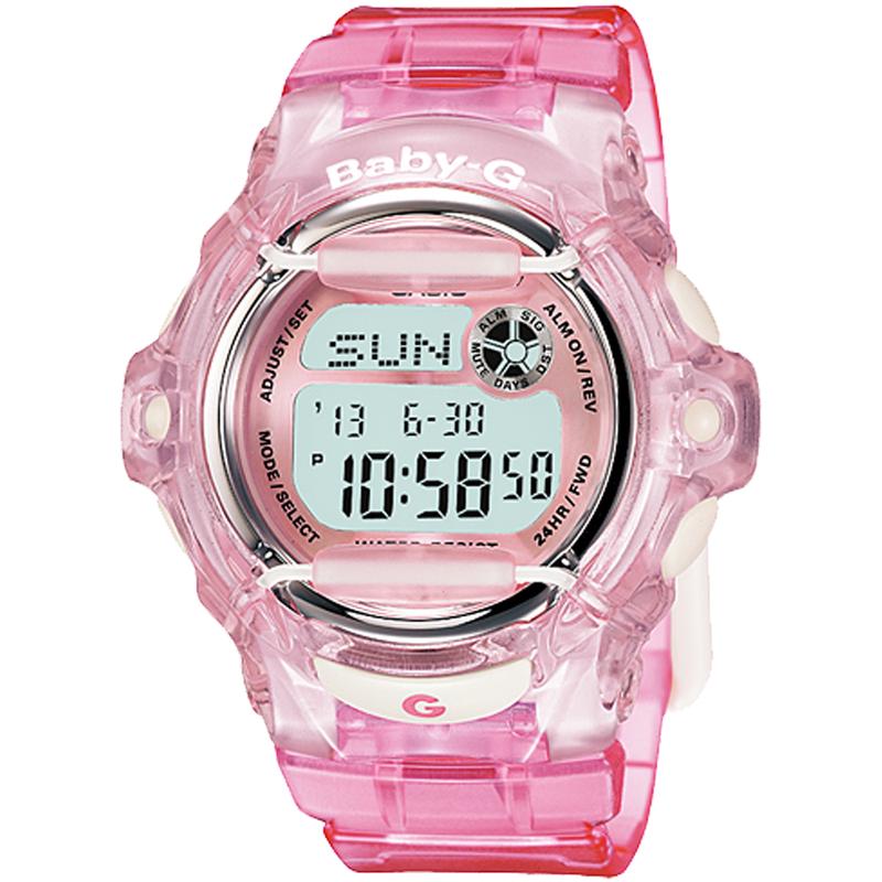 CASIO Casio卡西欧男士透明粉色抗冲击腕表 米防水时尚潮流设计