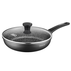 爱仕达平底锅不粘锅大号28CM加高煎锅不沾锅煎炒锅燃气煤气电磁炉通用麦饭石色锅具加深油炸锅牛排锅煎蛋锅煎饼锅炒菜锅小锅子 28CM加高款CL28A3WG