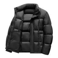 羽绒服外套男加厚白鸭绒户外情侣款纯色冬装羽绒服立领青年面包服