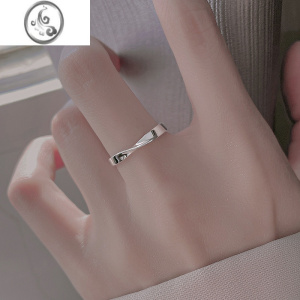 JiMi925银银莫比乌斯戒指女轻奢小众开口食指戒简约设计感高级素圈戒 莫比乌斯戒指通体S925银