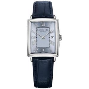 Raymond weil雷蒙威女士石英瑞士矩形蓝皮镶钻石腕表防水商务休闲
