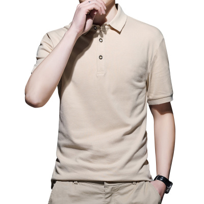 LEEVIRHINO2021年夏季新款商务纯色休闲男士短袖Polo衫男装中青年棉质高弹力时尚百搭翻领t恤男士体恤李维犀牛