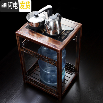 三维工匠实木茶车移动简约现代实木茶台电磁炉自动上水茶盘家用功夫茶具 半自动电磁炉加木架