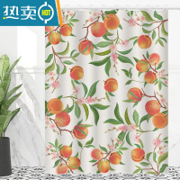 敬平浴室防水浴帘卫生间免打孔套装干湿分离加厚浴间窗帘蜜桃挂帘