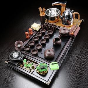 家柏饰(CORATED)茶具套装陶瓷家用全自动实木一体茶道办公室功夫茶盘简约泡茶