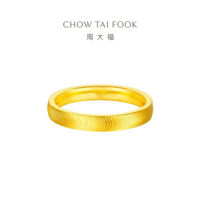  周大福鱼鳞戒指猫眼足金黄金戒指女(工费:280计价)EOF1276