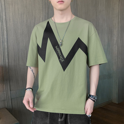 夏季新款男士短袖T恤青少年休闲宽松帅气百搭衣服男_859