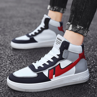 2020冬季新款男士高帮休闲板鞋运动韩版潮流ins休闲时尚拼色男鞋