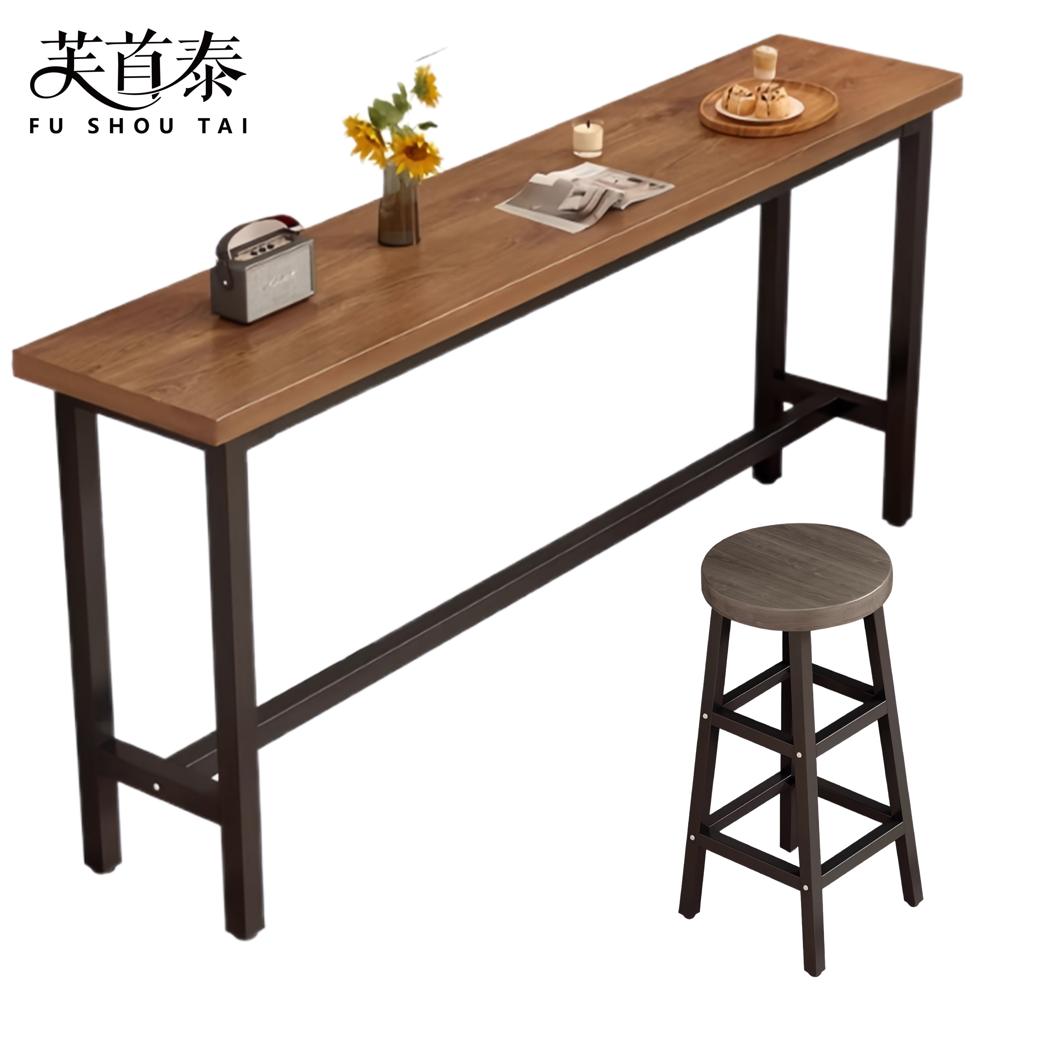 芙首泰吧台桌凳2400*400*1050mm(1桌5凳)套