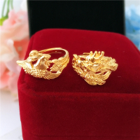 新款仿金越南沙金龙凤情侣对戒 真镀金黄金色男女戒指开口不掉色送女朋友老婆情人节七夕生日礼物