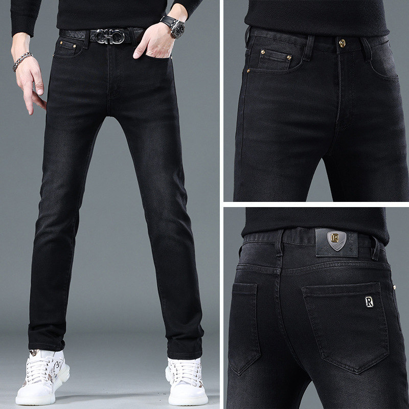 高端新款潮牌牛仔裤男欧货高档轻奢弹力修身小脚秋冬厚款休闲长裤