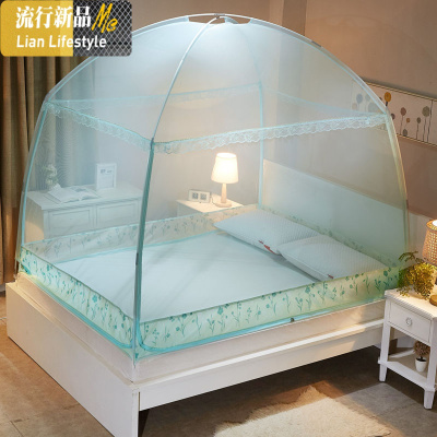 蒙古包蚊帐U型三开1.8m床家用1.5米床加密纹账1.2m学生宿舍蚊帐 三维工匠