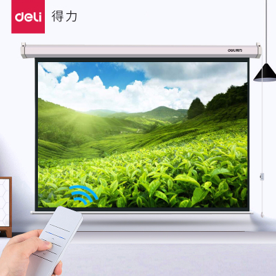 得力（deli）电动幕布投影幕布84寸100寸120寸高清电动遥控投得力50440电动遥控幕(100英寸4:3)白塑
