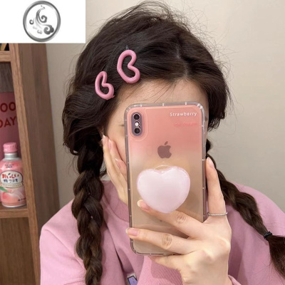 JiMi可爱甜美粉色爱心发夹女简约百搭侧边刘海碎发夹子网红发卡头饰潮