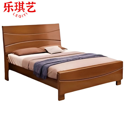 乐琪艺 实木单人床 海棠色 2000*1500*985mm 张