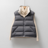 90绒新国标双面羽绒马甲女短款口袋拉链立领背心外套